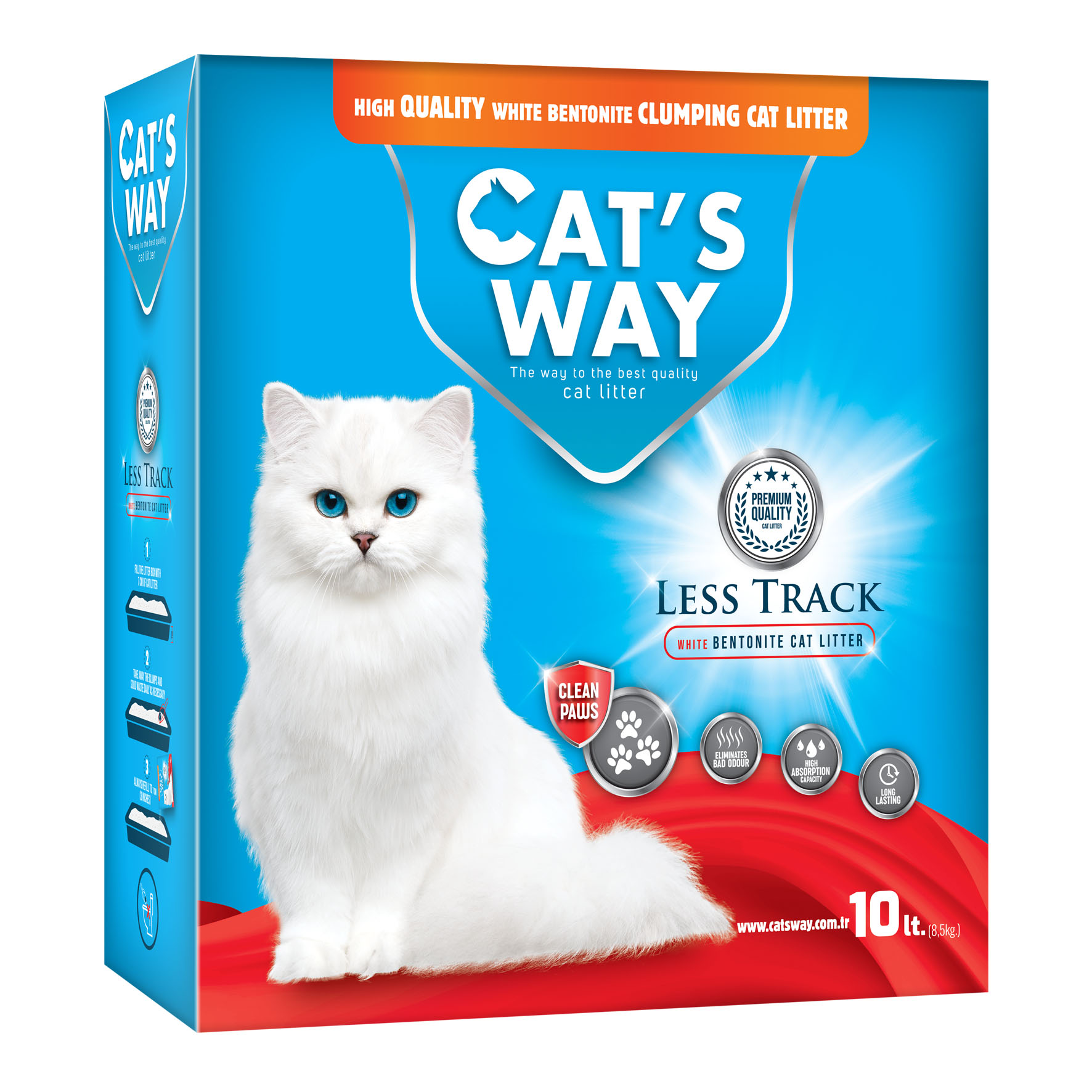 Nisip pentru litiera BENTONITA, CAT\'S WAY, NATURAL LESS TRACK, 10L